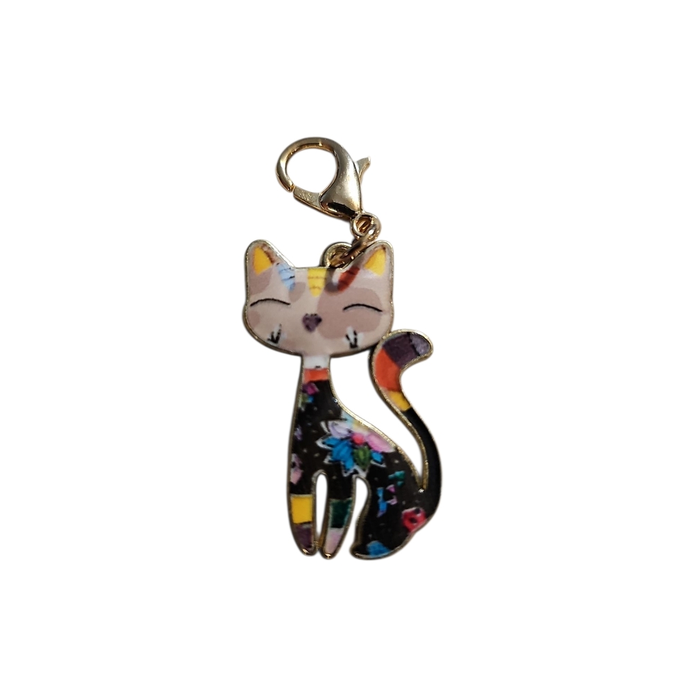 Colorful Cat Keychain Charm
